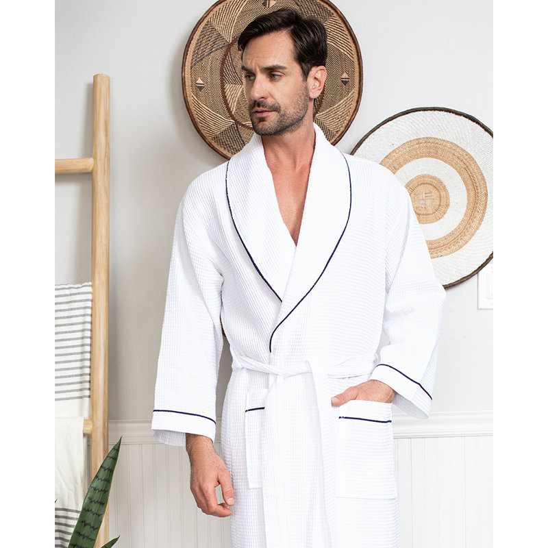 SUN popular linen bathrobe. Unisex waffle linen bathrobe.